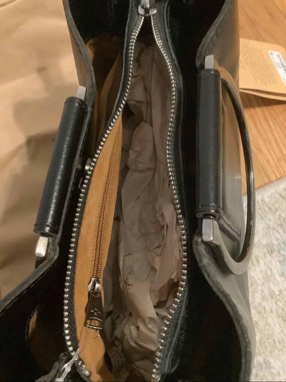 NWT! Patricia Nash Black Leather Top-Handle Women's Bag with Silver Ring Handles